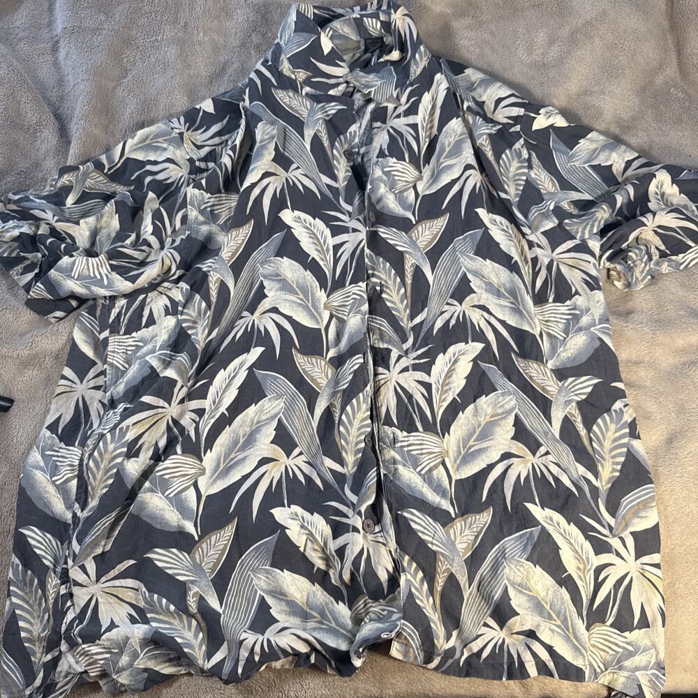 AXIST Men’s 100% Silk Floral Pattern Short Sleeve Button Up Shirt Size 2XL